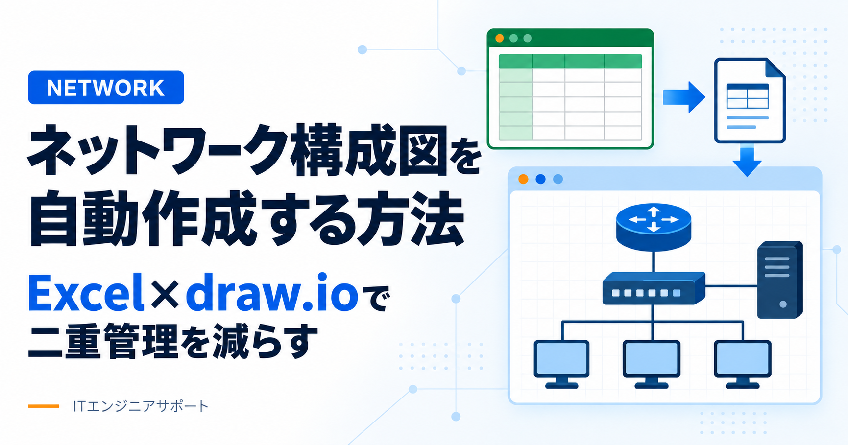ネットワーク構成図をExcel×draw.ioで自動作成する方法のサムネイル